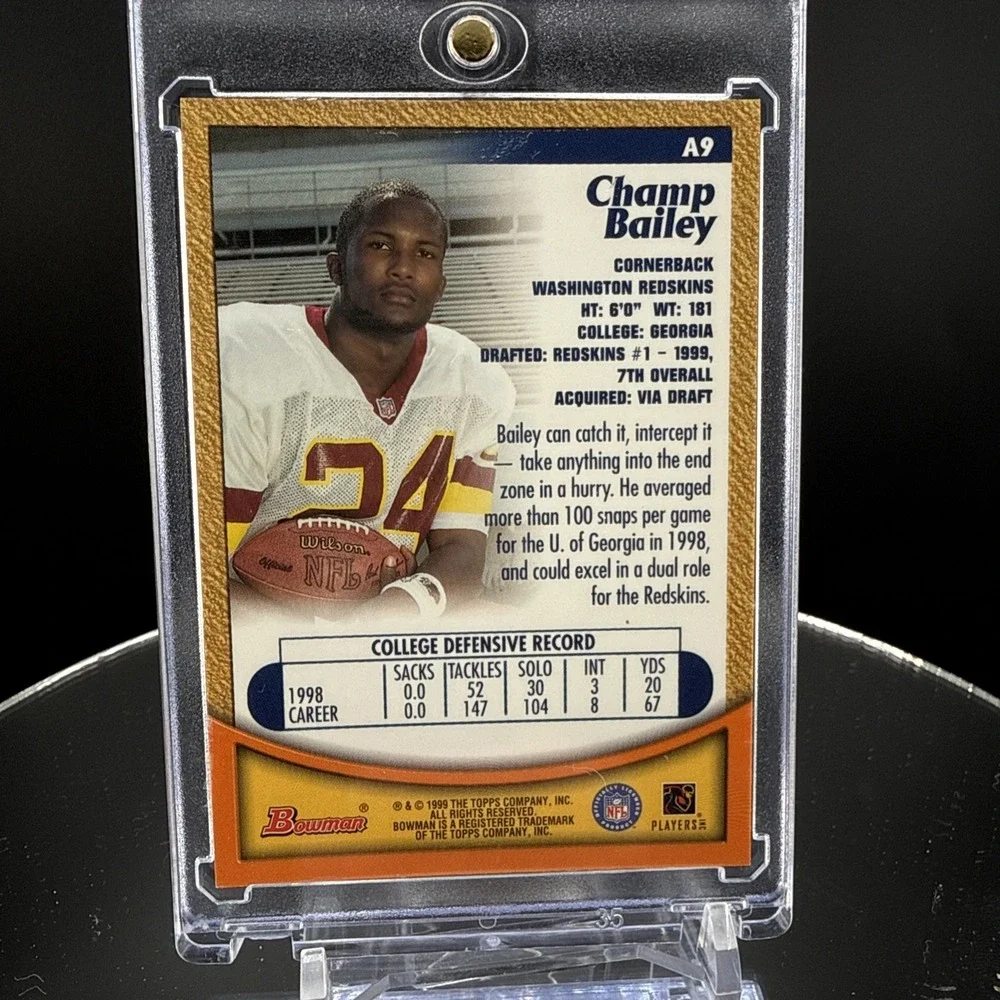 1999 Bowman - Autographs Champ Bailey #A9 (AU, RC)